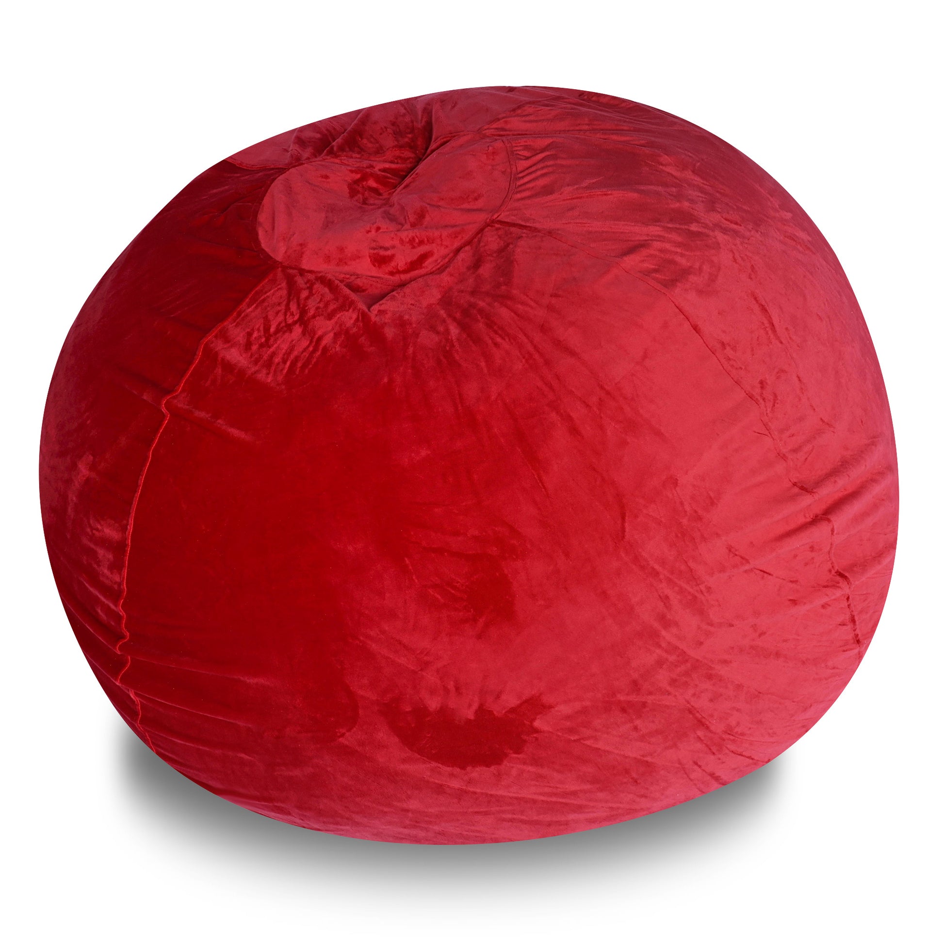 Minky Velvet Bean Bag Chair, Red 5Ft Plush Floor Chair For Kids And Adults W Washable Cover, Lounge Chair With Stretchable Fabric, Comfy Bedroom Chair, Filled With Shredded And Memory Foam. Red Velvet