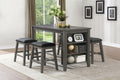 Modern Gray 1Pc Counter Height Table With Built In Shelves Wooden Multifunctional Kitchen Dining Room Furniture Gray Seats 4 Dining Room Contemporary,Modern Kitchen & Dining Tables Rectangular Wood