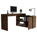 Axis Modern L Shaped Computer Desk With Open & Closed Storage Dark Brown Brown Computer Desk Office Modern Freestanding L Shape Open Storage Desk Rectangular Particle Board Particle Board