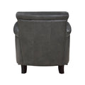 Classic Traditional Gray Accent Chair 1Pc Solid Wood Frame Top Grain Leather Trim Living Room Furniture Gray Primary Living Space Classic,Traditional,Transitional Solid Wood