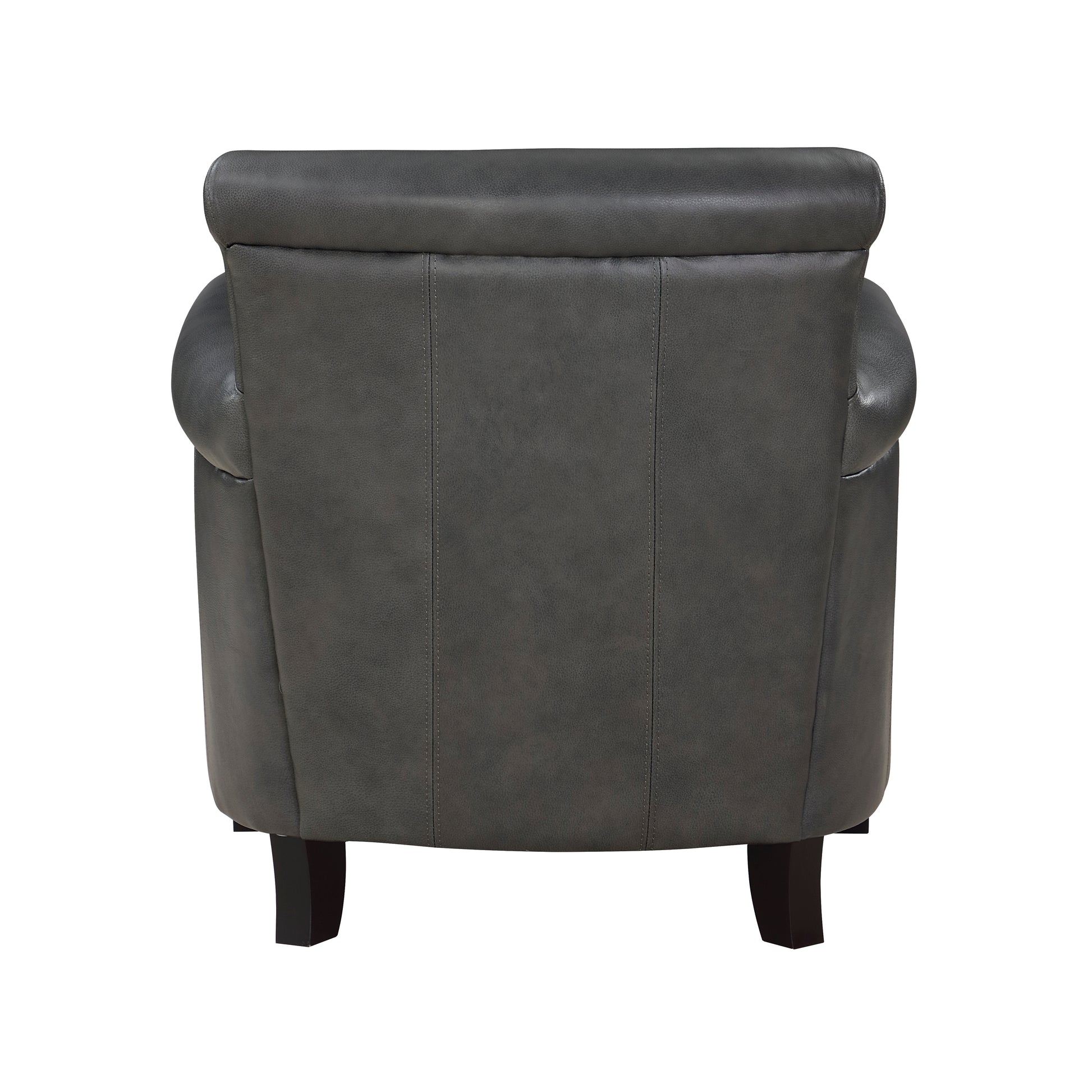 Classic Traditional Gray Accent Chair 1Pc Solid Wood Frame Top Grain Leather Trim Living Room Furniture Gray Primary Living Space Classic,Traditional,Transitional Solid Wood