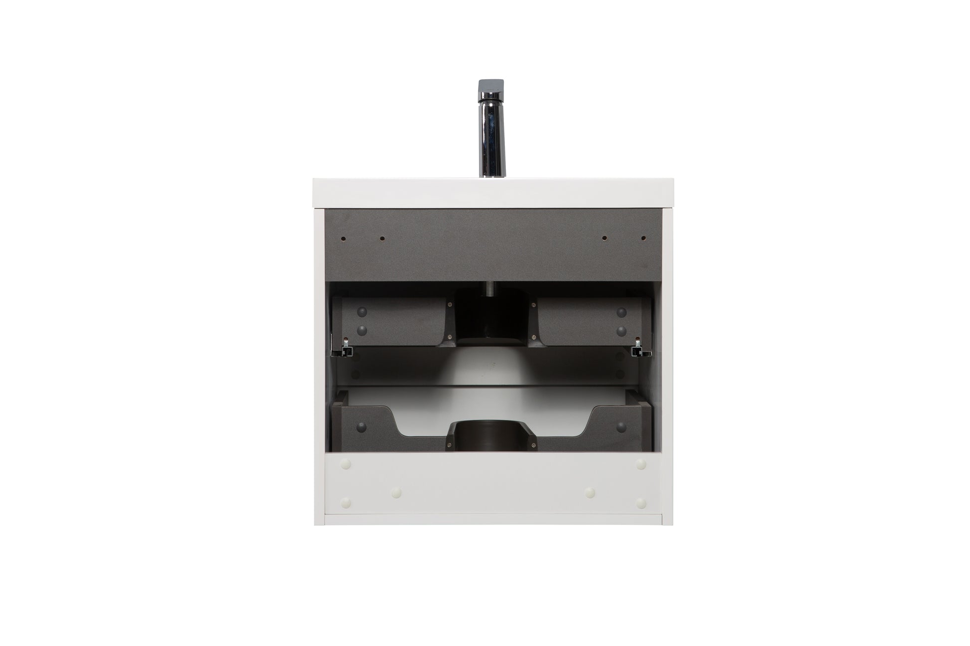 24'' Wall Hung Bathroom Vanity In Gloss White With White Top Glossy White Mdf