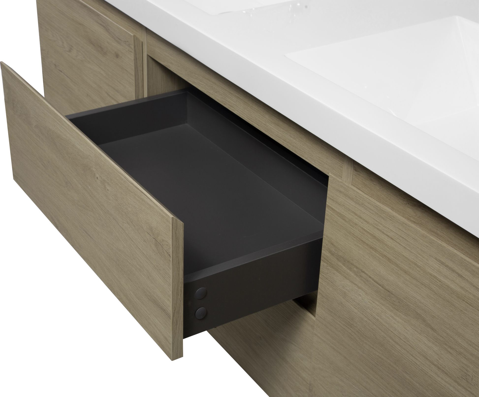 60'' Wall Hung Bathroom Vanity In Natural Oak With White Top 24Vangela 60 6066 Oak Mdf