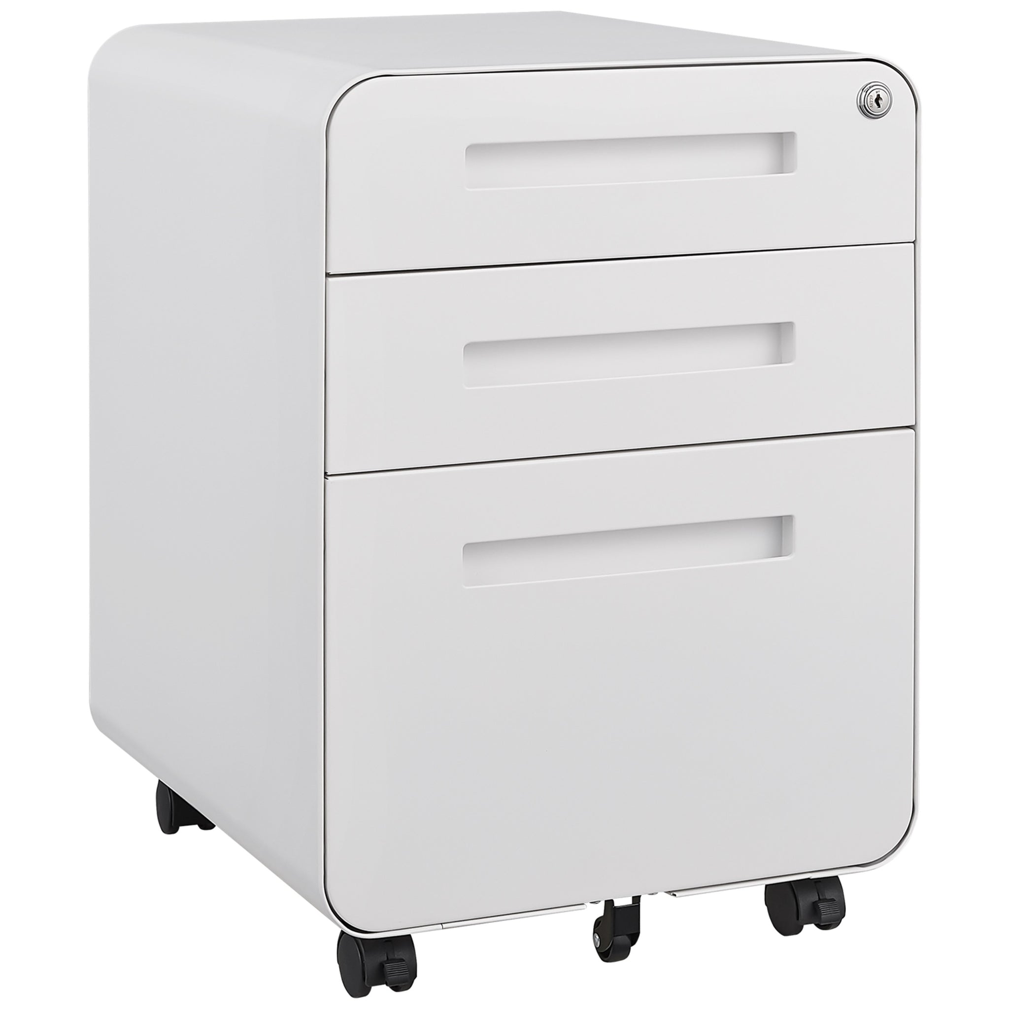 3 Drawer Mobile File Cabinet Under Desk Office,Simple Style Versatile Storage Cabinet For Legal Letter A4 Files, 5 Wheel Design Anti Tilting Cold Rolled Steel Waterproof Moisture Proof White Filing Cabinets 3 4 Drawers White Drawers Included Modern Metal