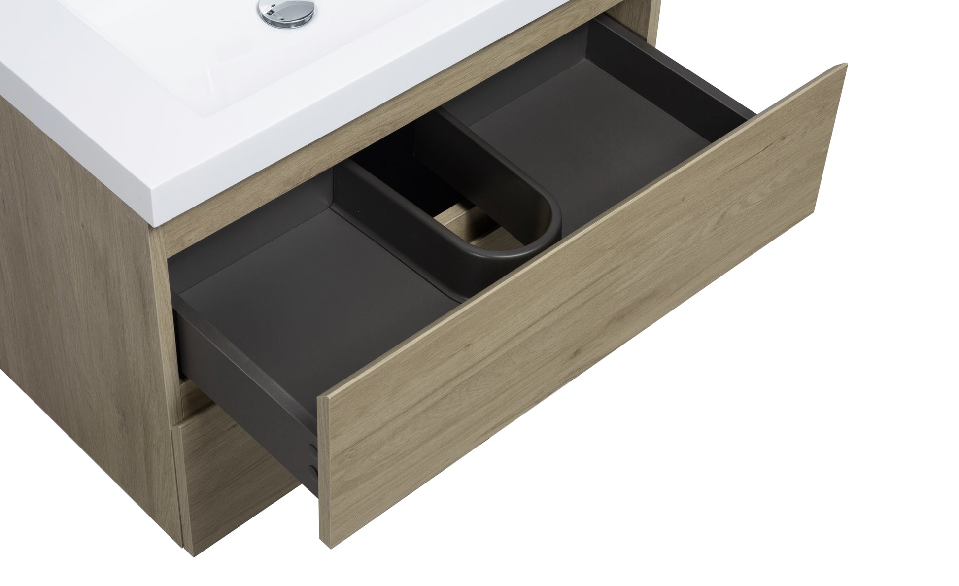 30" Floating Bathroom Vanity With Sink, Modern Wall Mounted Bathroom Storage Vanity Cabinet With Resin Top Basin And Soft Close Drawers, Natural Oak 24V11 30No 24Vangela 30 6066 2 Oak Bathroom Wall Mounted Mdf