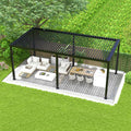 8640E Louver Pergola 10X19Ft Aluminum Frame & Steel Louvers Black Aluminum