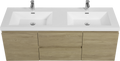 60'' Wall Hung Bathroom Vanity In Natural Oak With White Top 24Vangela 60 6066 Oak Mdf