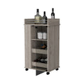 Lusk Bar Cart With 2 Bottle Holder Shelf, Glass Door And Casters 1 2 Shelves Light Gray Primary Living Space Particle Board Engineered Wood