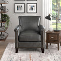Classic Traditional Gray Accent Chair 1Pc Solid Wood Frame Top Grain Leather Trim Living Room Furniture Gray Primary Living Space Classic,Traditional,Transitional Solid Wood
