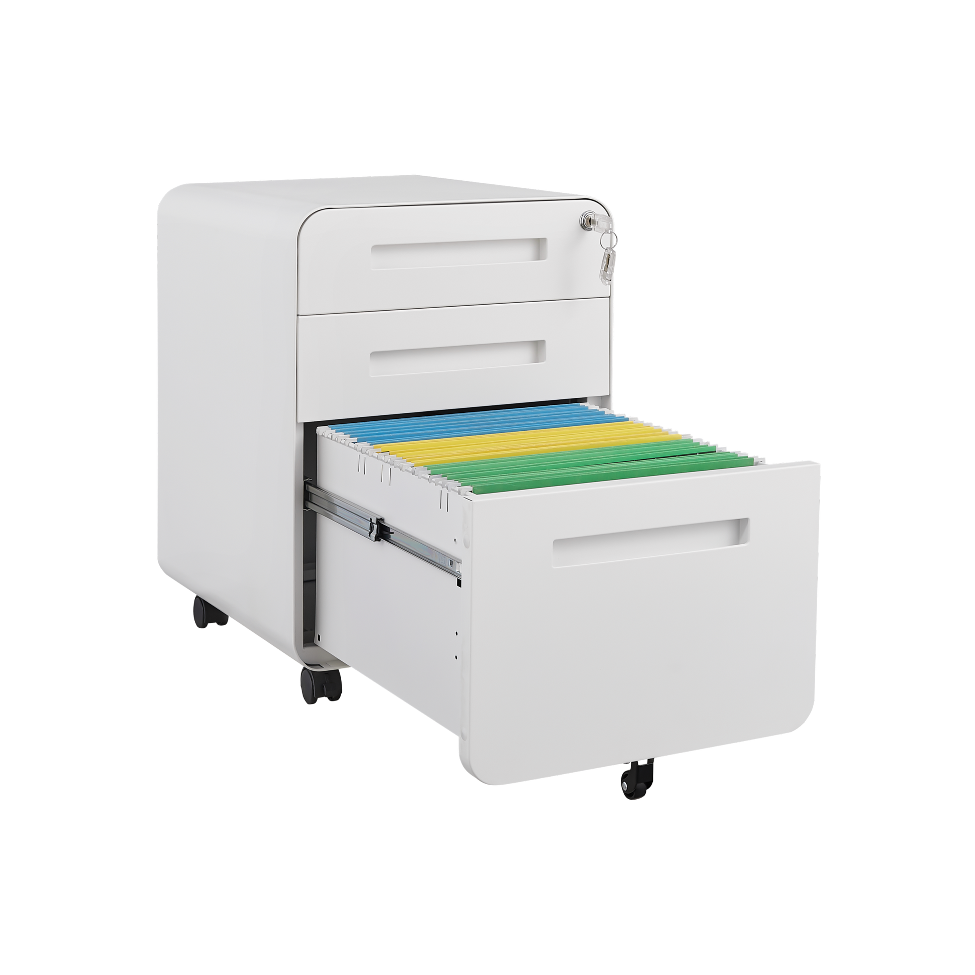 3 Drawer Mobile File Cabinet Under Desk Office,Simple Style Versatile Storage Cabinet For Legal Letter A4 Files, 5 Wheel Design Anti Tilting Cold Rolled Steel Waterproof Moisture Proof White Filing Cabinets 3 4 Drawers White Drawers Included Modern Metal