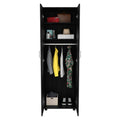 Aurora Armoire, Two Interior Shelves, Rod, Double Door Black Black Bedroom Modern Particle Board Particle Board