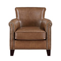 Traditional Brown Leather Accent Chair 1Pc Solid Wood Frame Top Grain Leather Trim Classic Modern Living Room Furniture Brown Primary Living Space Classic,Traditional,Transitional Solid Wood