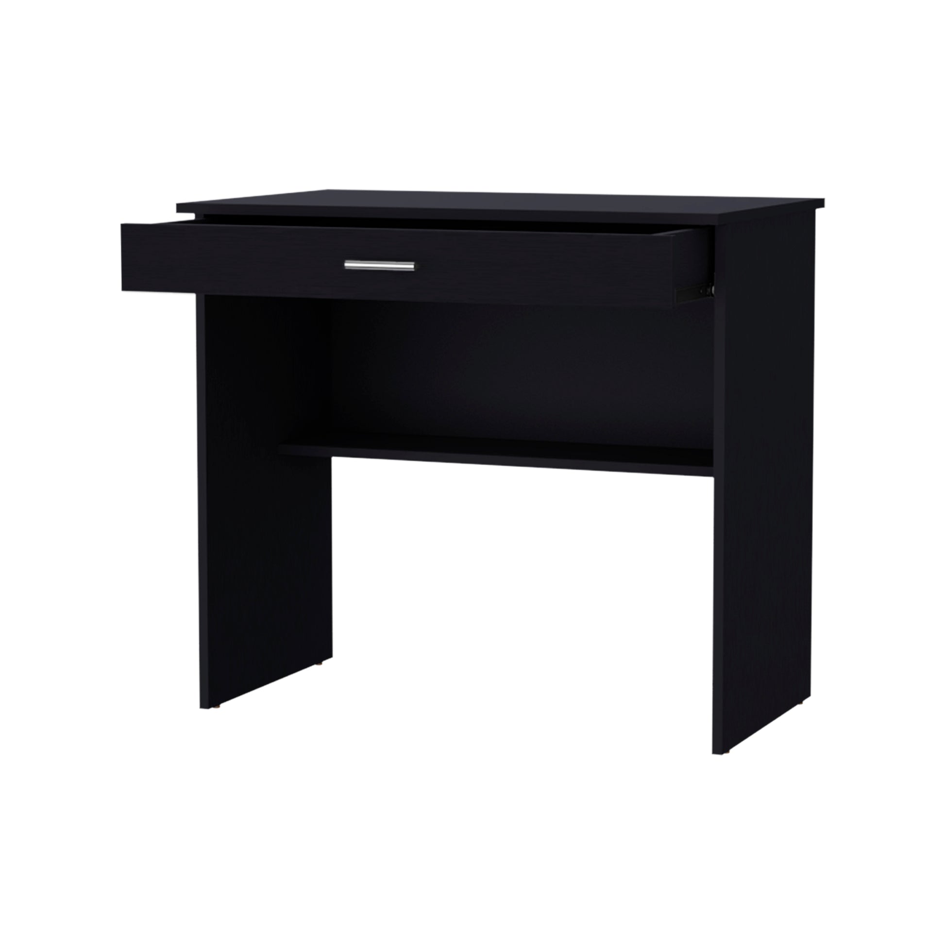 Kaylor Storage Desk, Modern Design With Drawer And Shelf Black Office Freestanding Pine Drawers Computer Tables Particle Board Engineered Wood