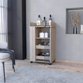 Lusk Bar Cart With 2 Bottle Holder Shelf, Glass Door And Casters Light Gray Particle Board Engineered Wood