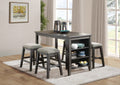 Modern Gray 1Pc Counter Height Table With Built In Shelves Wooden Multifunctional Kitchen Dining Room Furniture Gray Seats 4 Dining Room Contemporary,Modern Kitchen & Dining Tables Rectangular Wood