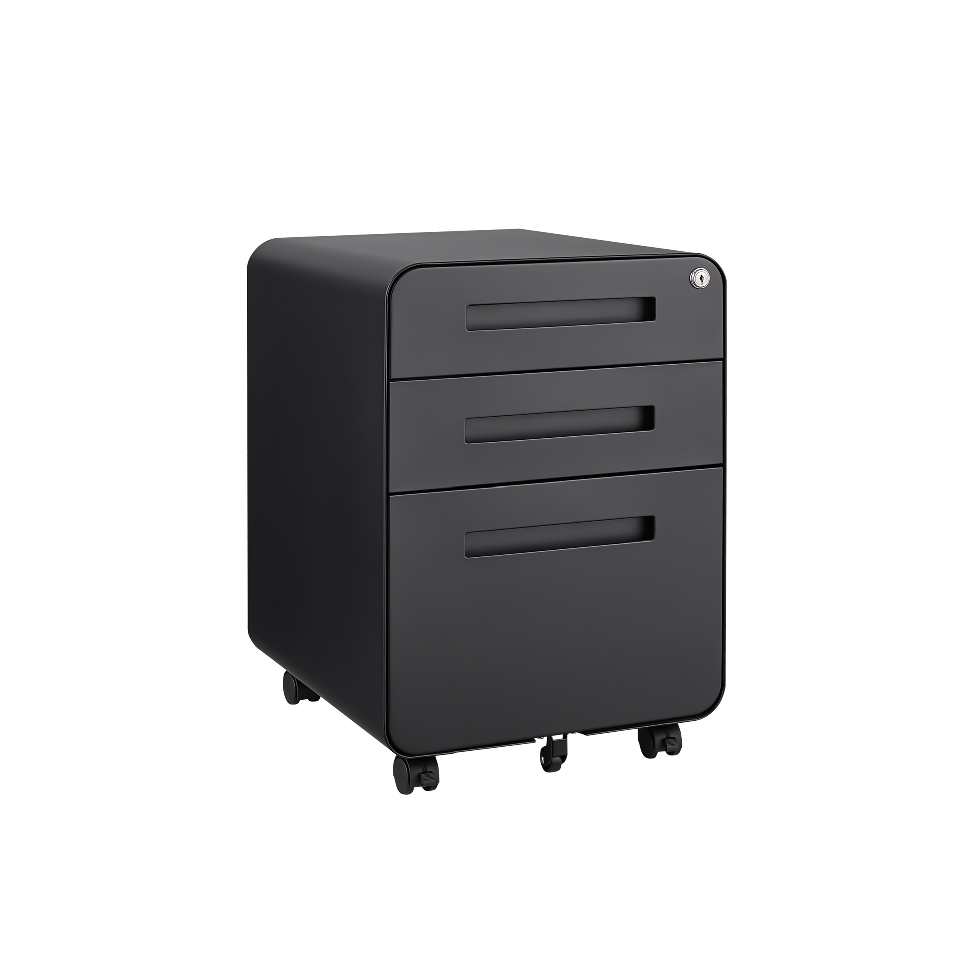 3 Drawer Mobile File Cabinet Under Desk Office,Simple Style Versatile Storage Cabinet For Legal Letter A4 Files, 5 Wheel Design Anti Tilting Cold Rolled Steel Waterproof Moisture Proof Black Mobile File Cabinets 3 4 Drawers Black Office Mobile Modern