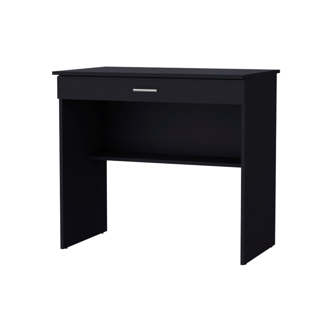 Kaylor Storage Desk, Modern Design With Drawer And Shelf Black Office Freestanding Pine Drawers Computer Tables Particle Board Engineered Wood