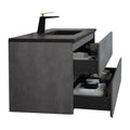 48'' Wall Hung Bathroom Vanity In Ash Gray With Black Top 24Vedi 48B 2 Grey Wall Mounted Plywood