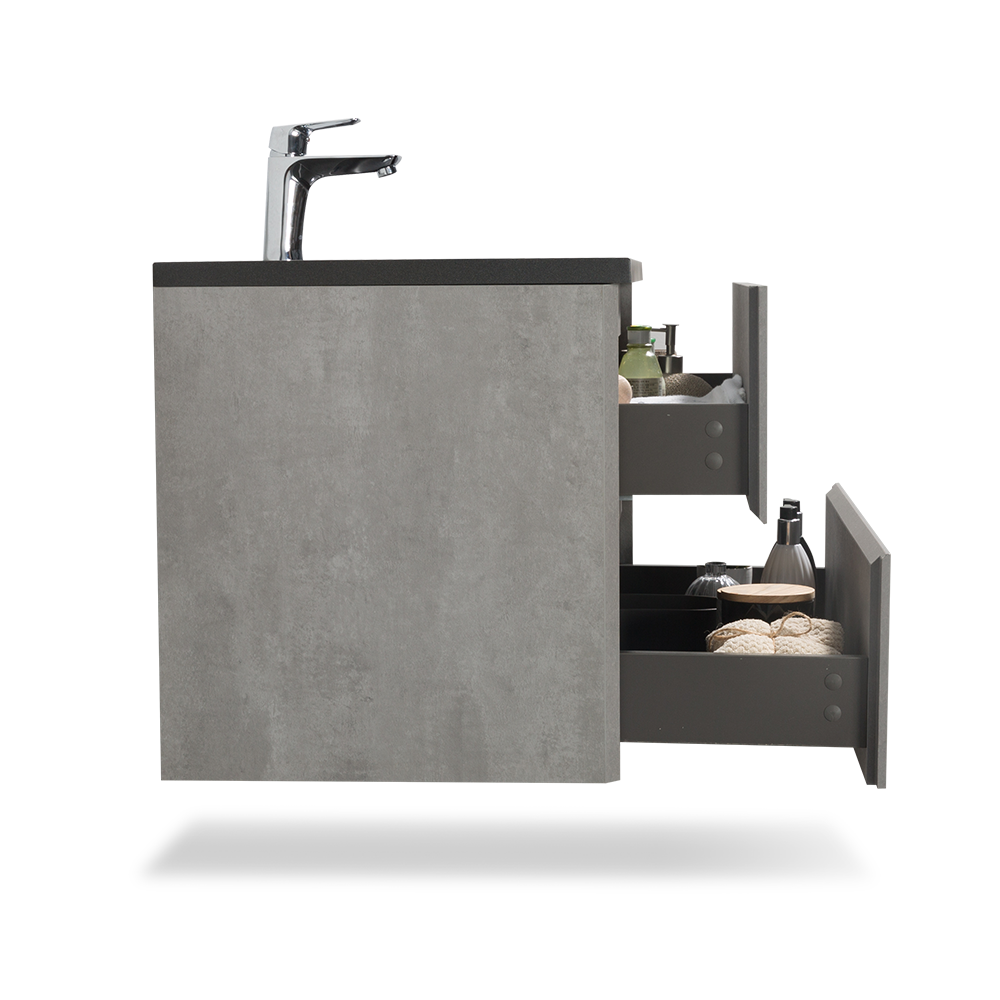 36'' Wall Hung Bathroom Vanity In Ash Gray With Black Top 24Vedi 36B 1 Antique Grey White Mdf