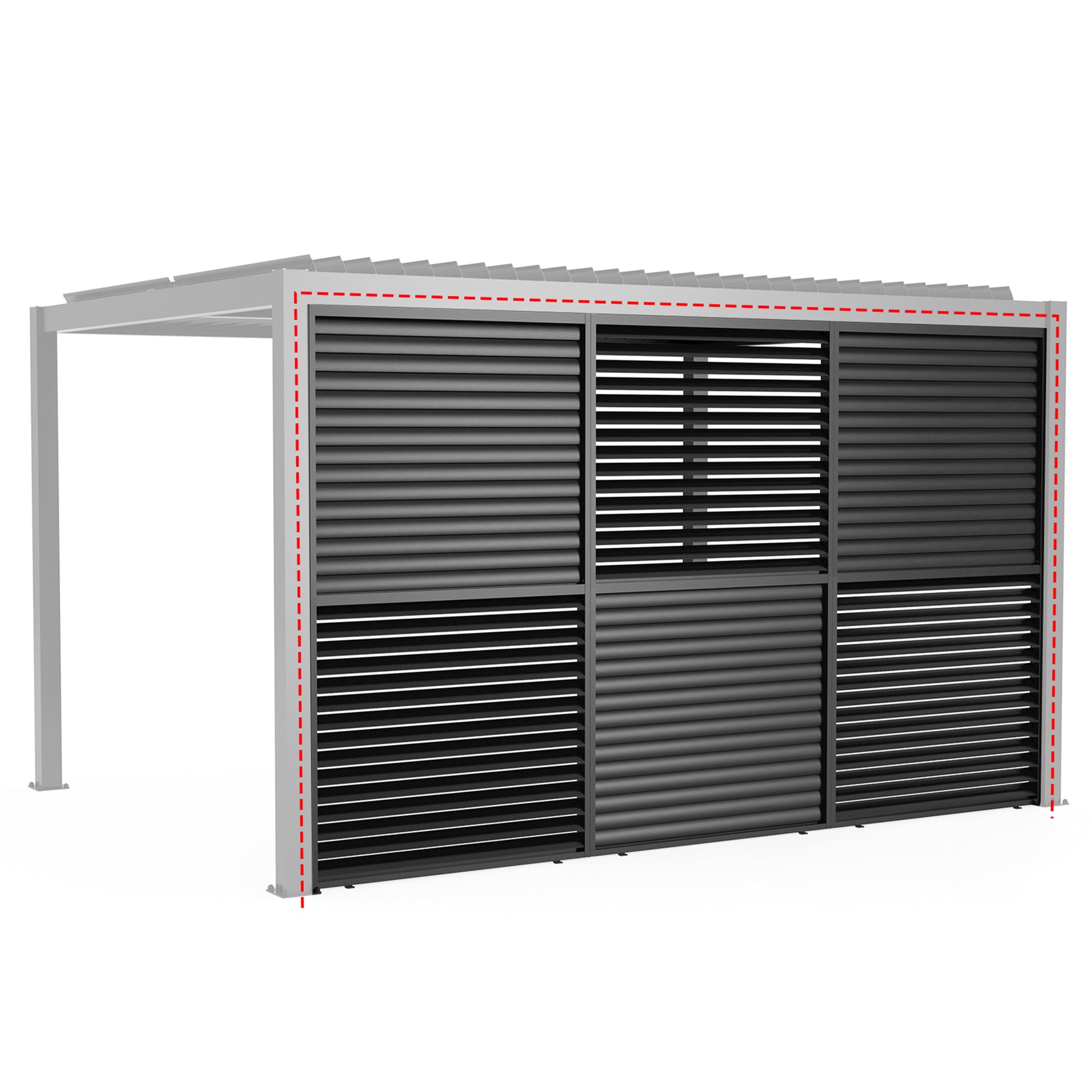 Louver Grille 1 3 10Ft Aluminum Frame & Louvers Black Aluminium