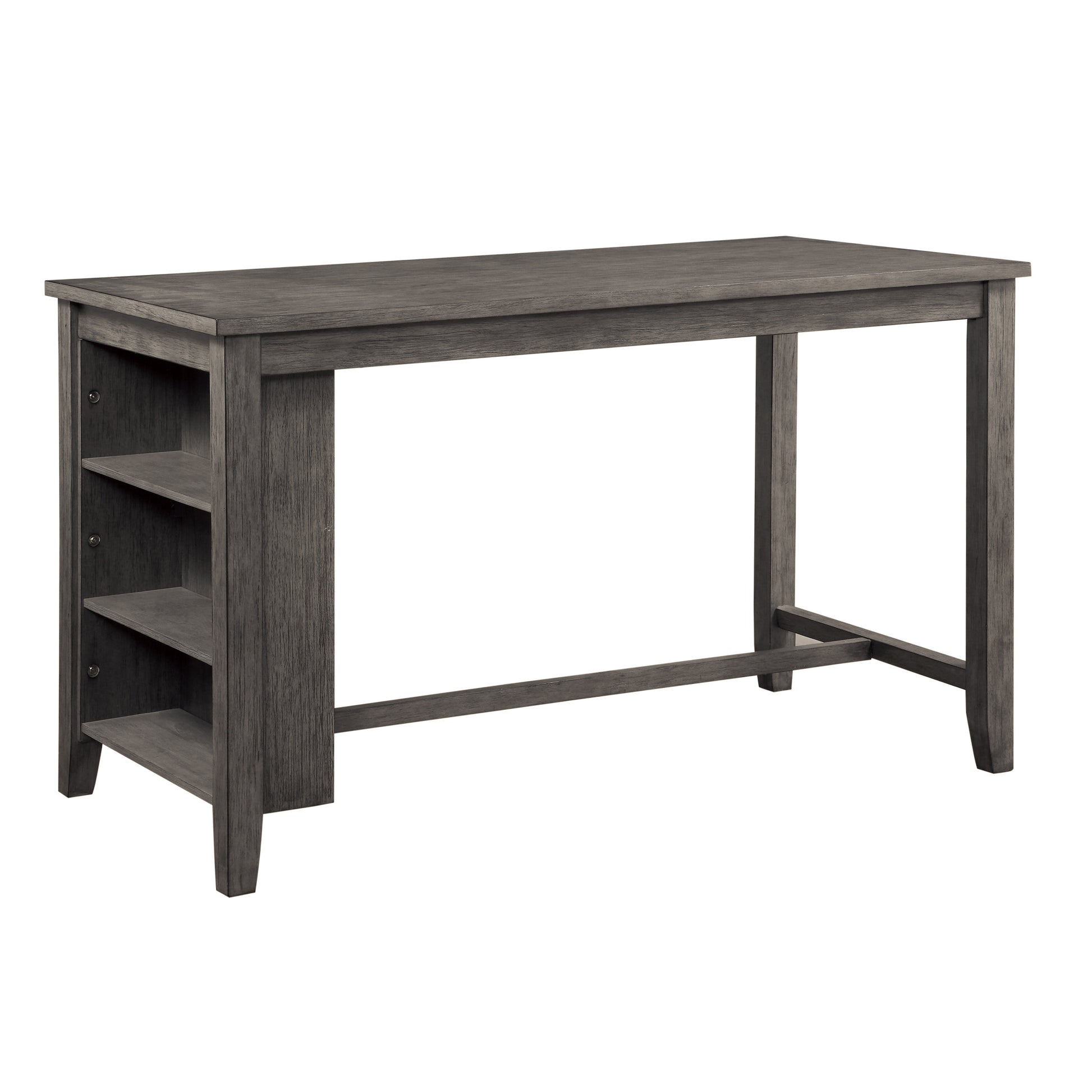 Modern Gray 1Pc Counter Height Table With Built In Shelves Wooden Multifunctional Kitchen Dining Room Furniture Gray Seats 4 Dining Room Contemporary,Modern Kitchen & Dining Tables Rectangular Wood