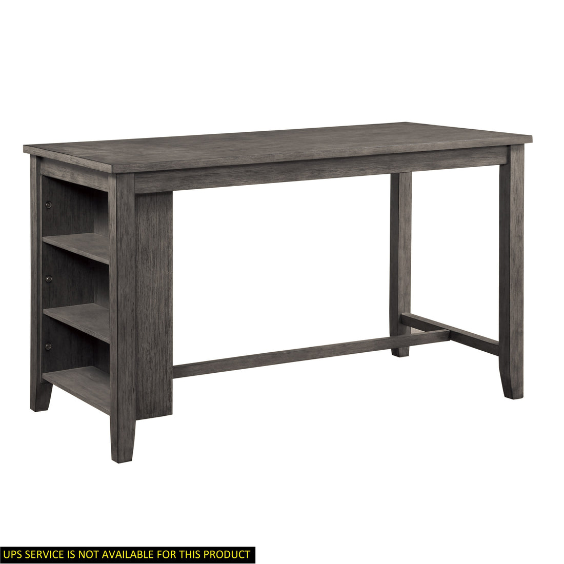 Modern Gray 1Pc Counter Height Table With Built In Shelves Wooden Multifunctional Kitchen Dining Room Furniture Gray Seats 4 Dining Room Contemporary,Modern Kitchen & Dining Tables Rectangular Wood