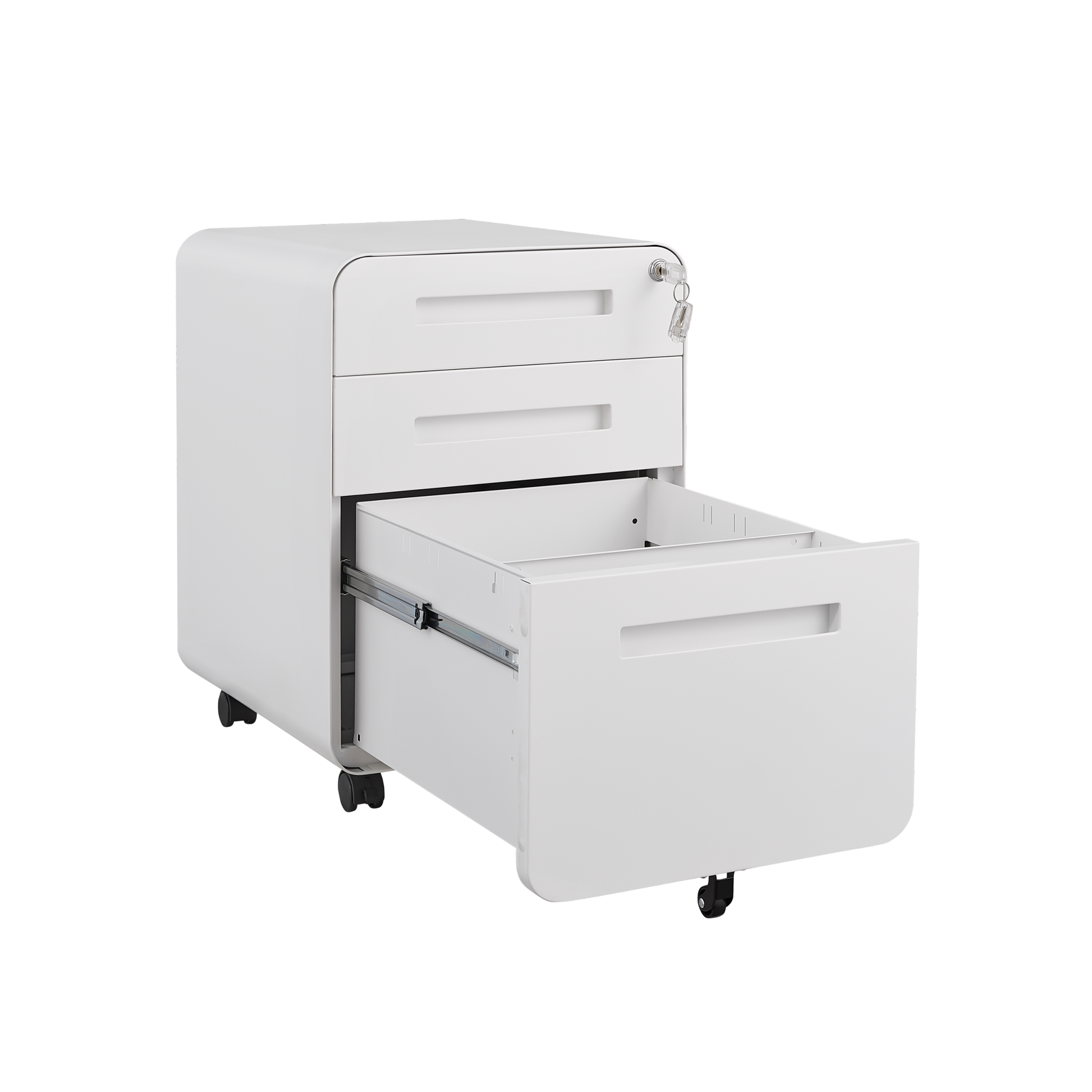 3 Drawer Mobile File Cabinet Under Desk Office,Simple Style Versatile Storage Cabinet For Legal Letter A4 Files, 5 Wheel Design Anti Tilting Cold Rolled Steel Waterproof Moisture Proof White Filing Cabinets 3 4 Drawers White Drawers Included Modern Metal