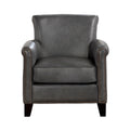 Classic Traditional Gray Accent Chair 1Pc Solid Wood Frame Top Grain Leather Trim Living Room Furniture Gray Primary Living Space Classic,Traditional,Transitional Solid Wood
