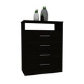 Continental Dresser, Superior Top, Four Drawers, One Shelf Black Black Drawer 4 Drawers Bedroom Modern Particle Board Particle Board