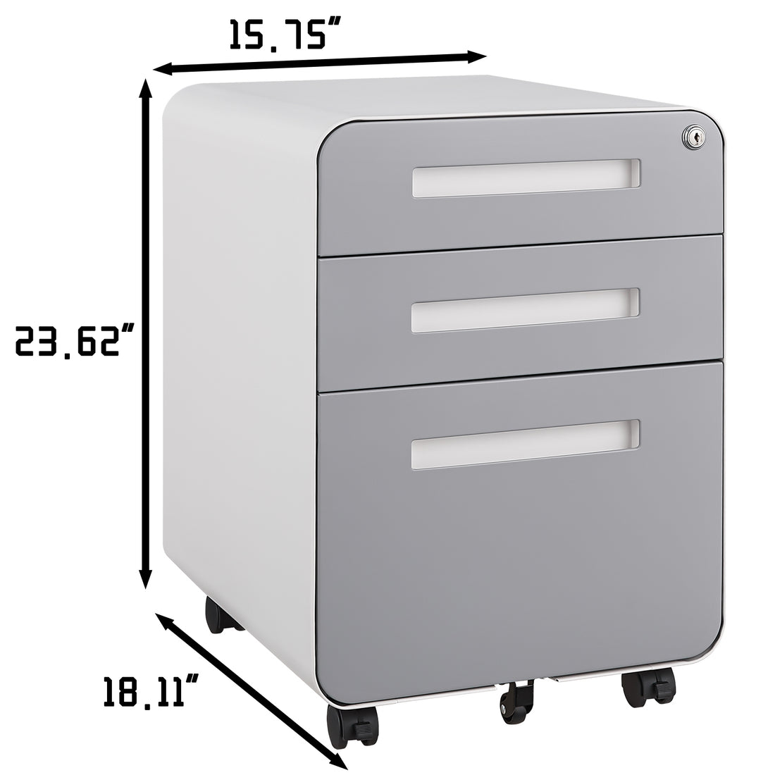 3 Drawer Mobile File Cabinet Under Desk Office,Simple Style Versatile Storage Cabinet For Legal Letter A4 Files, 5 Wheel Design Anti Tilting Cold Rolled Steel Waterproof Moisture Proof Black Filing Cabinets 3 4 Drawers White Gray Mobile Modern Metal