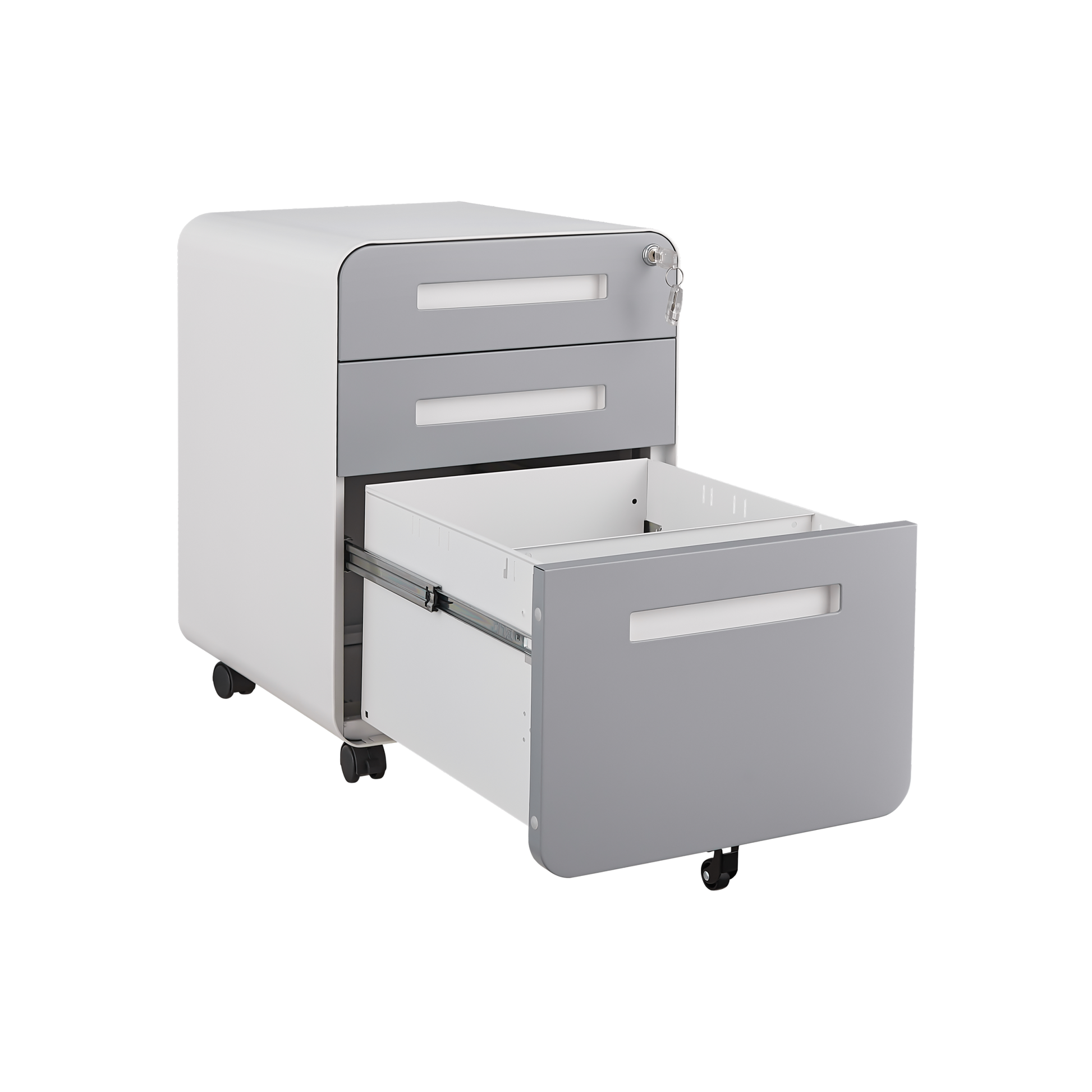 3 Drawer Mobile File Cabinet Under Desk Office,Simple Style Versatile Storage Cabinet For Legal Letter A4 Files, 5 Wheel Design Anti Tilting Cold Rolled Steel Waterproof Moisture Proof Black Filing Cabinets 3 4 Drawers White Gray Mobile Modern Metal