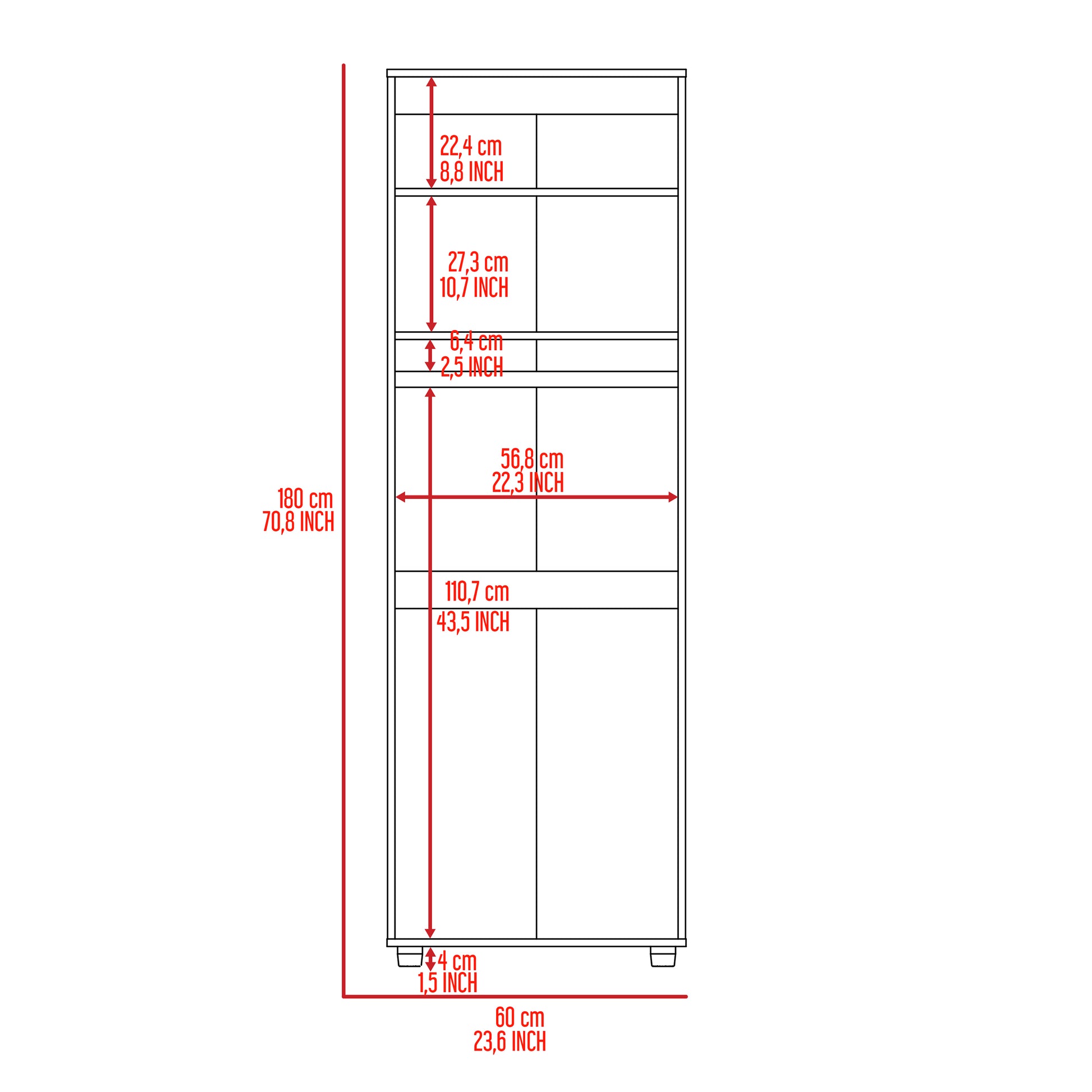 Aurora Armoire, Two Interior Shelves, Rod, Double Door Black Black Bedroom Modern Particle Board Particle Board