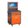 Industrial Pc Cabinet Metal Computer Cabinet Industrial Mobile Security Lcd Computer Cabinet Enclosure, Gray Orange, Suitable For Up To 27 Inch Monitors Gray Abs Steel Q235