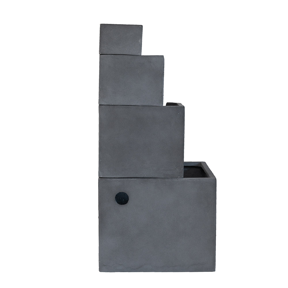 19.7X19.7X41.7" Gray Cement 4 Tier Block Water Fountain Outdoor Gray Garden & Outdoor Contemporary,Industrial,Minimalist,Modern Cement