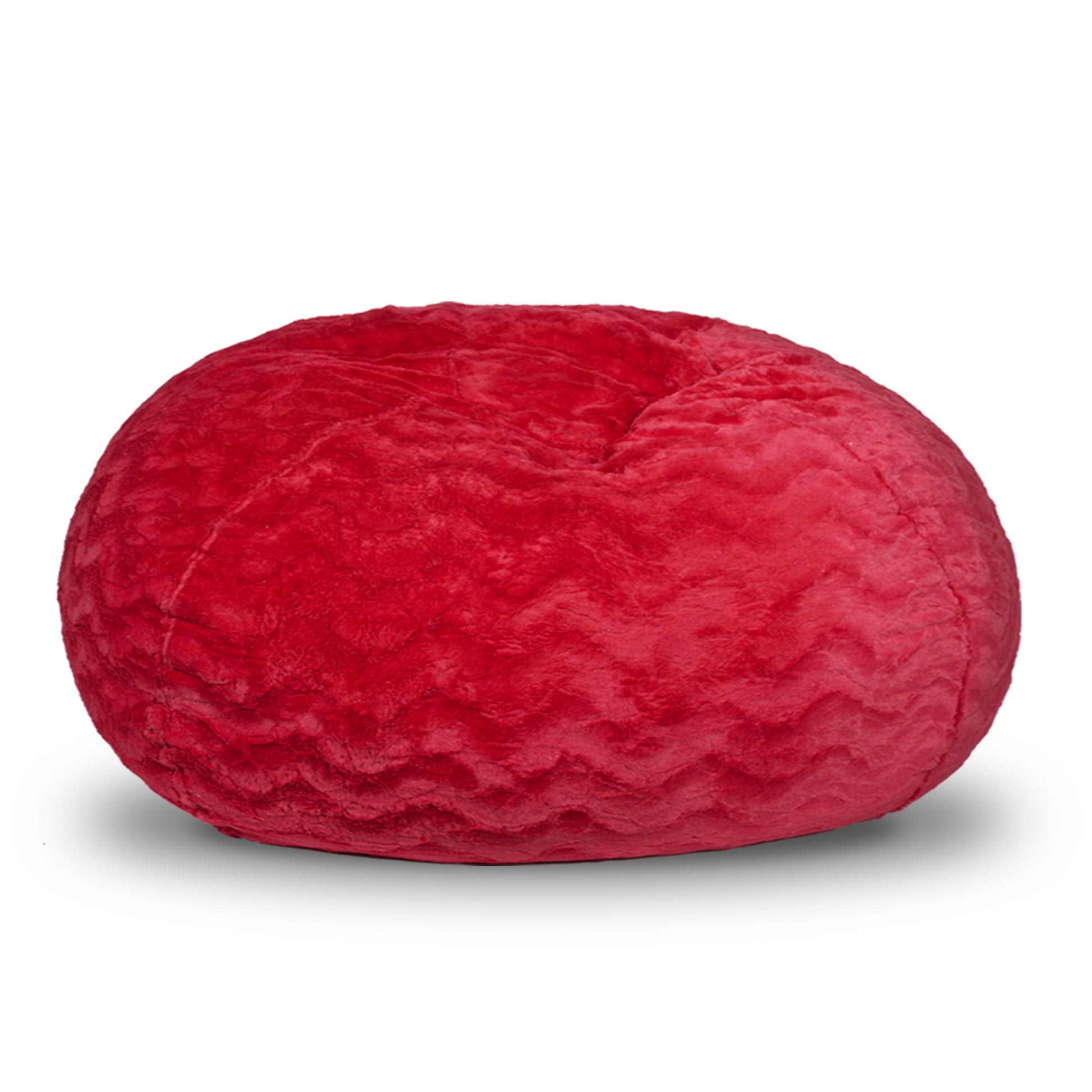 Faux Fur Bean Bag Chair, Red 3Ft Cozy And Stretchable Fabric Lounger For Children And Adults With Easy Clean Cover, Comfortable Faux Fur Seating For Bedrooms, Filled With Shredded And Memory Foam. Red Faux Fur