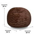 Faux Fur Bean Bag Chair, Brown 5Ft Cozy And Stretchable Fabric Lounger For Children And Adults With Easy Clean Cover, Comfortable Faux Fur Seating For Bedrooms, Filled With Shredded And Memory Foam. Brown Faux Fur