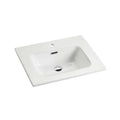 Bb0924Y311, Integrated White Ceramic Basin With One Predrilled Faucet Hole, Drain Assembly Not Included Gloss White Bathroom Modern Ceramic