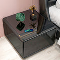 Modern Smart Side Table With Built In Fridge, Wireless Charging, Temperature Control, Power Socket, Usb Ports, Outlet Protection, Induction Light, Black Black Built In Outlets Or Usb Standing Desk Converter Primary Living Space Luxury,Modern Freestanding