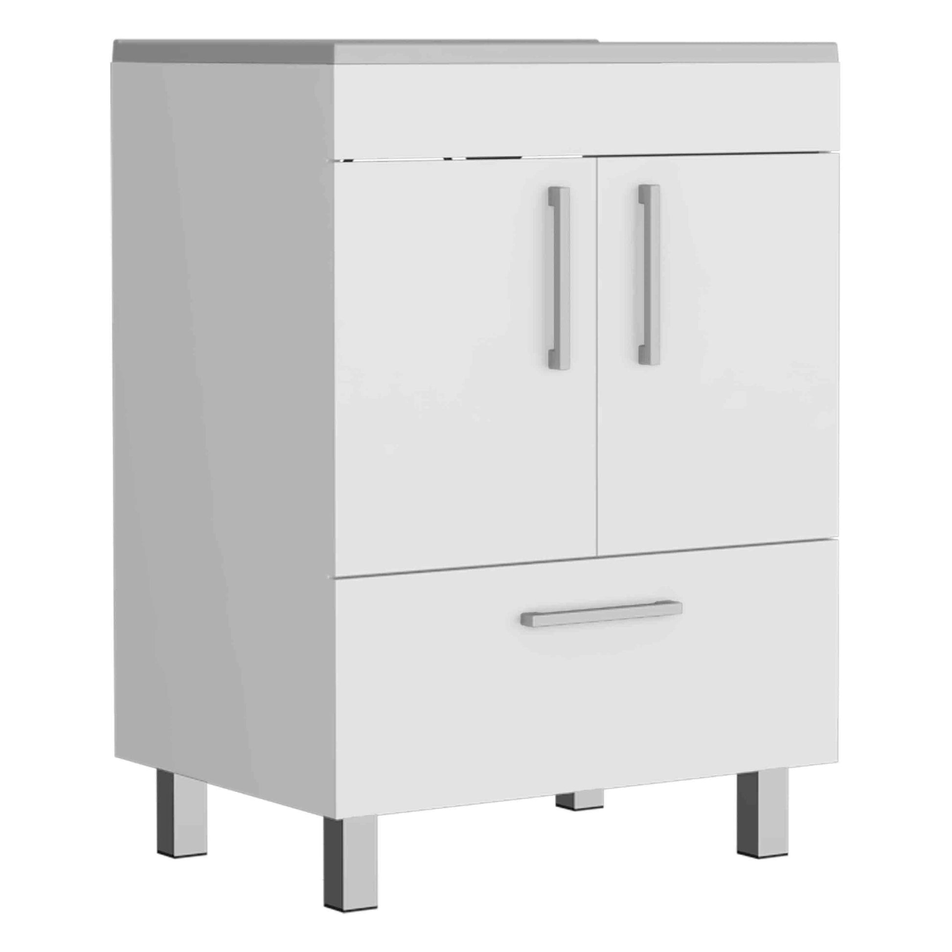 Velloc Single Bathroom Vanity, Double Door Cabinet, One Drawer White White Bathroom Modern Particle Board Particle Board