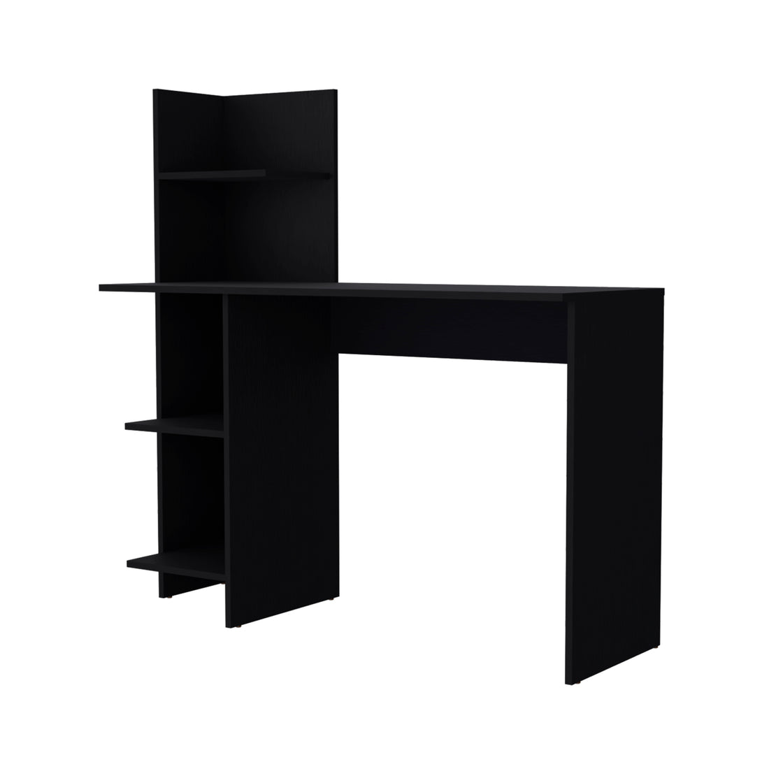 Tecoa Writing Desk, Four Shelves Black Particle Board Engineered Wood