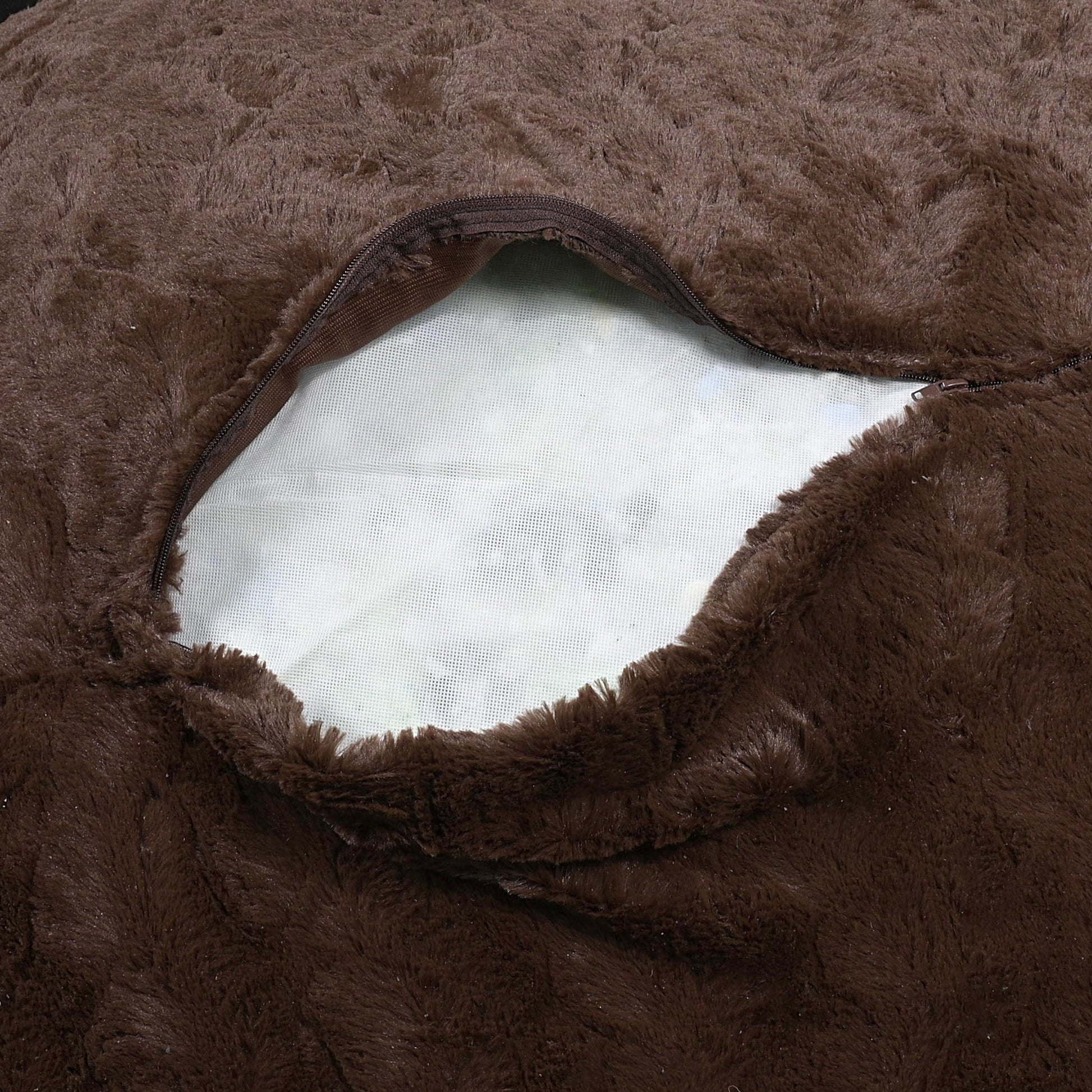 Faux Fur Bean Bag Chair, Brown 5Ft Cozy And Stretchable Fabric Lounger For Children And Adults With Easy Clean Cover, Comfortable Faux Fur Seating For Bedrooms, Filled With Shredded And Memory Foam. Brown Faux Fur