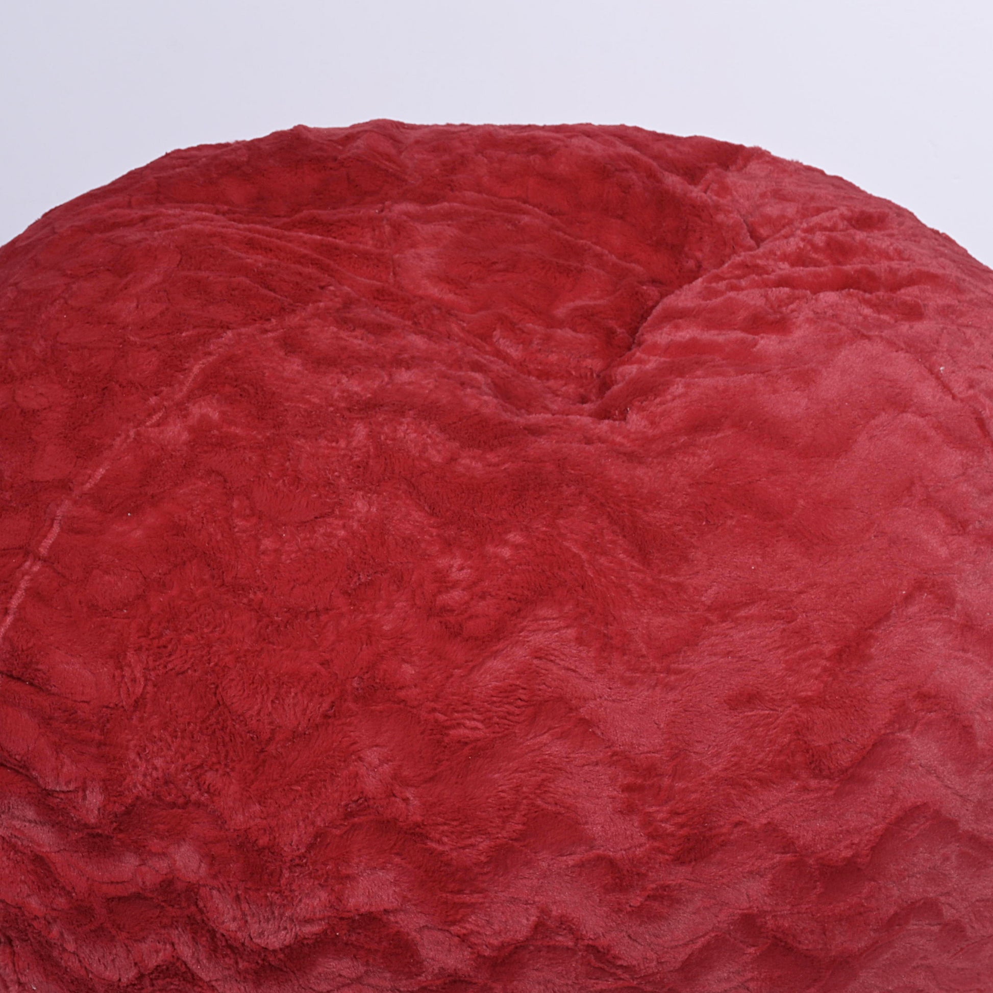 Faux Fur Bean Bag Chair, Red 3Ft Cozy And Stretchable Fabric Lounger For Children And Adults With Easy Clean Cover, Comfortable Faux Fur Seating For Bedrooms, Filled With Shredded And Memory Foam. Red Faux Fur