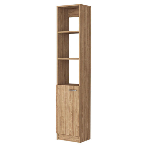 Kansas Linen Cabinet, Three Shelves, One Cabinet Beige 1 60 In & Above Bathroom Freestanding Modern 10 15 Inches Particle Board Engineered Wood