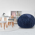 Faux Fur Bean Bag Chair, Navy 5Ft Cozy And Stretchable Fabric Lounger For Children And Adults With Easy Clean Cover, Comfortable Faux Fur Seating For Bedrooms, Filled With Shredded And Memory Foam. Navy Faux Fur
