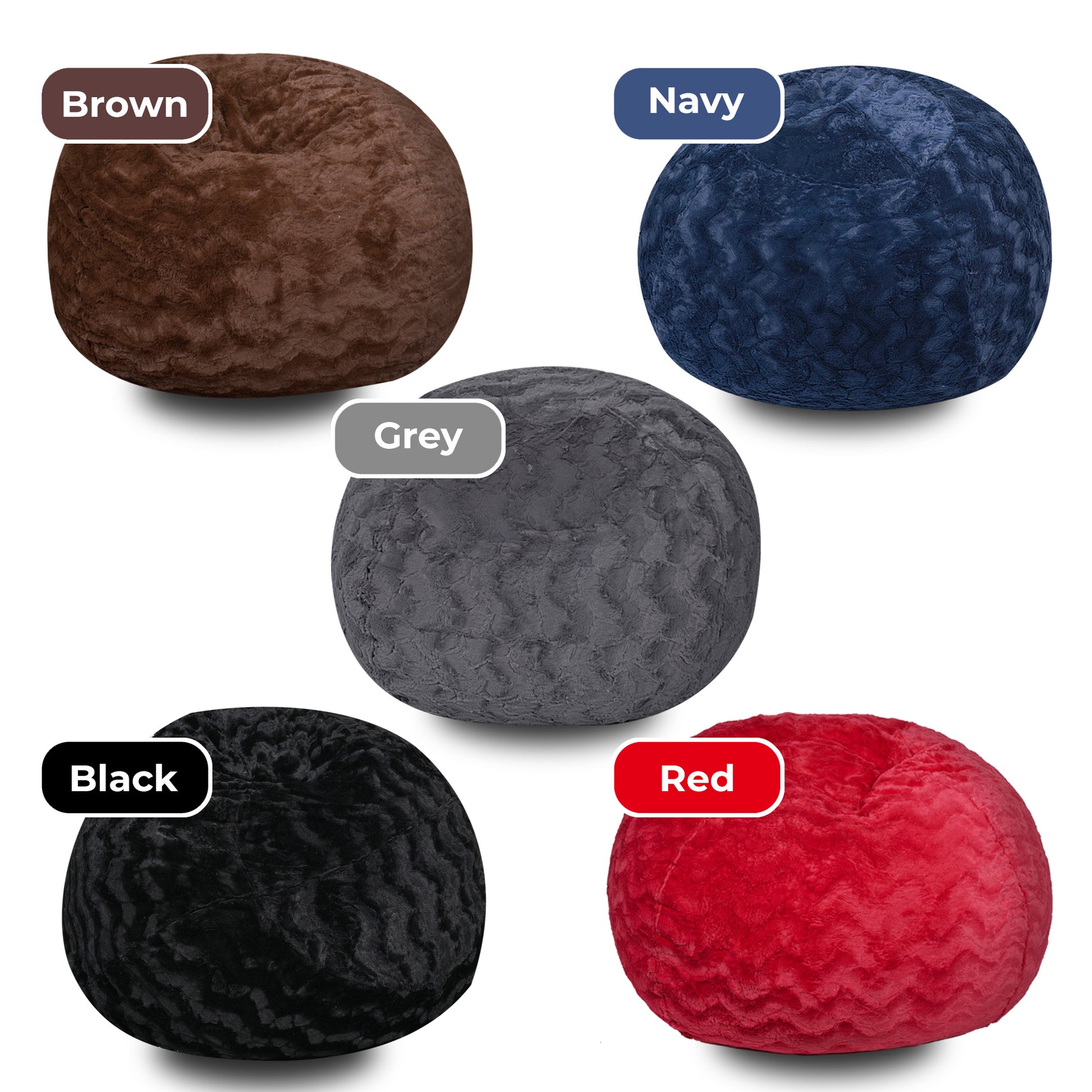Faux Fur Bean Bag Chair, Navy 3Ft Cozy And Stretchable Fabric Lounger For Children And Adults With Easy Clean Cover, Comfortable Faux Fur Seating For Bedrooms, Filled With Shredded And Memory Foam. Navy Faux Fur