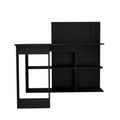 Masai Writing Computer Desk, Five Open Shelves Black Black Computer Desk Modern Freestanding Rectangular Open Storage Desk Rectangular Particle Board Particle Board