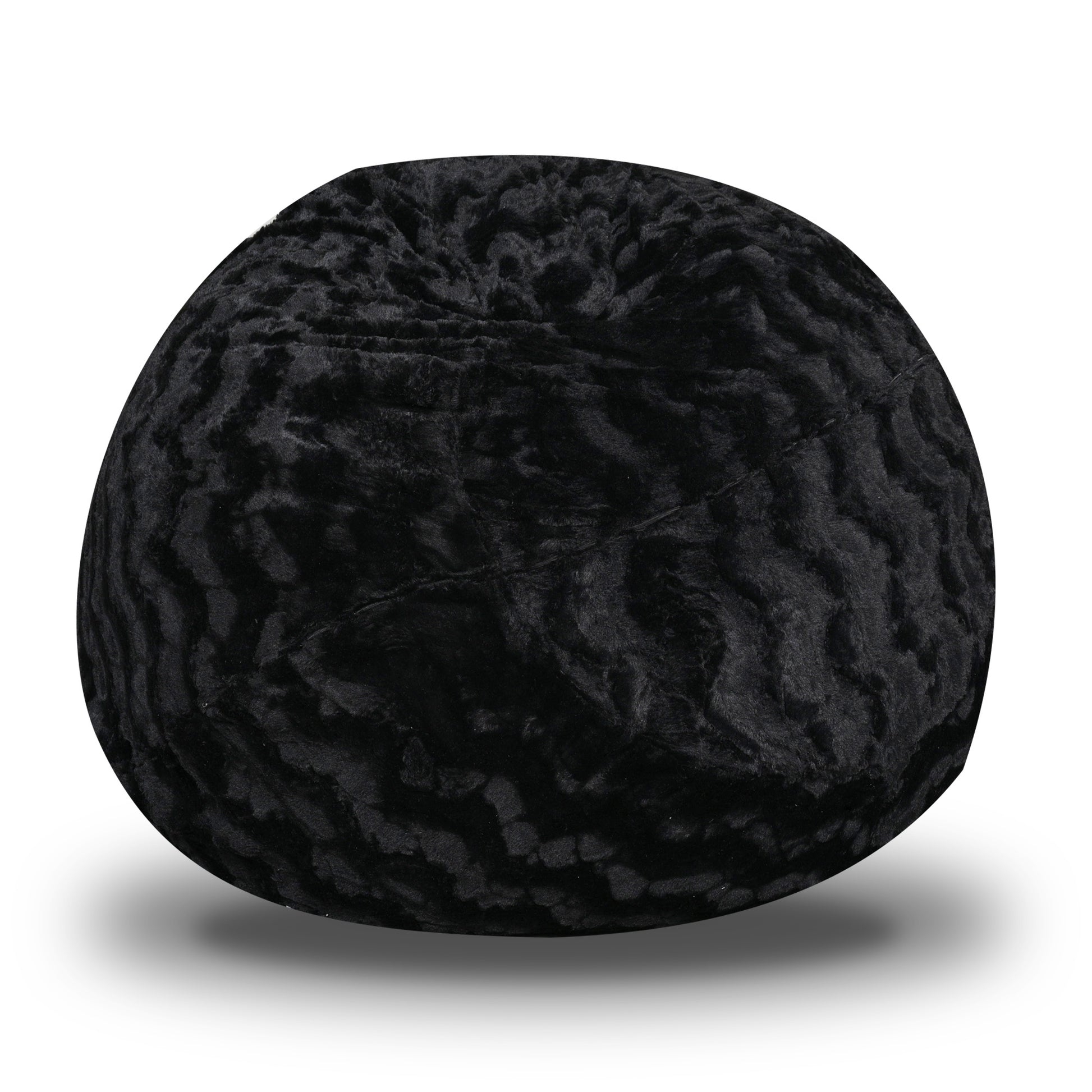 Faux Fur Bean Bag Chair, Black 5Ft Cozy And Stretchable Fabric Lounger For Children And Adults With Easy Clean Cover, Comfortable Faux Fur Seating For Bedrooms, Filled With Shredded And Memory Foam. Black Faux Fur