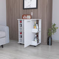 Newport Bar Cart With Casters, 6 Built In Rack And 2 Open Shelves Mobile Carts 5 Or More Shelves White White Primary Living Space Open Storage Space Modern Pine Particle Board Engineered Wood