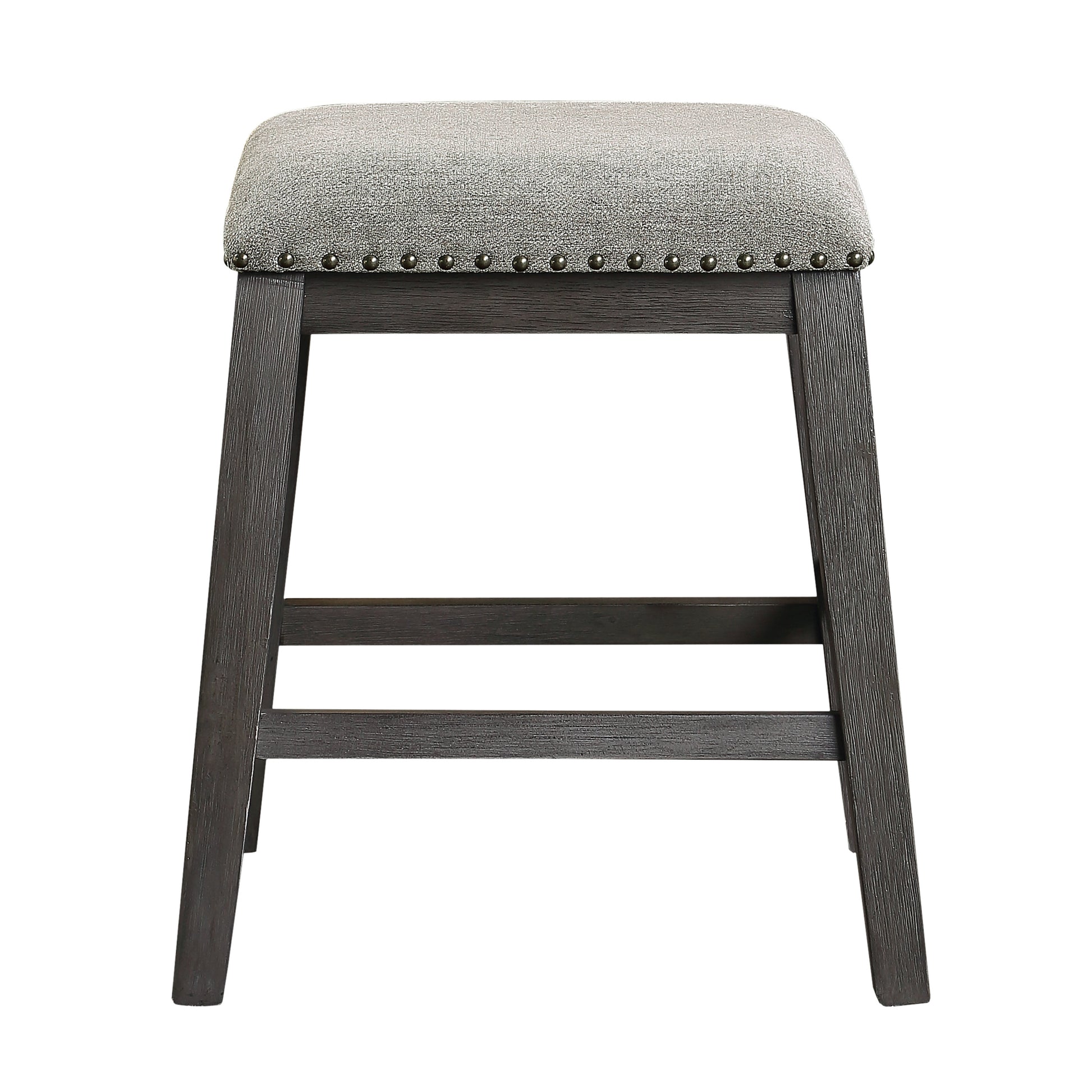 Wire Brushed Gray Finish Set Of 2 Counter Height Barstool Gray Chenille Upholstery Seat Trim Casual Dining Furniture Gray Dining Room Wood