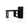 Masai Writing Computer Desk, Five Open Shelves Black Black Computer Desk Modern Freestanding Rectangular Open Storage Desk Rectangular Particle Board Particle Board